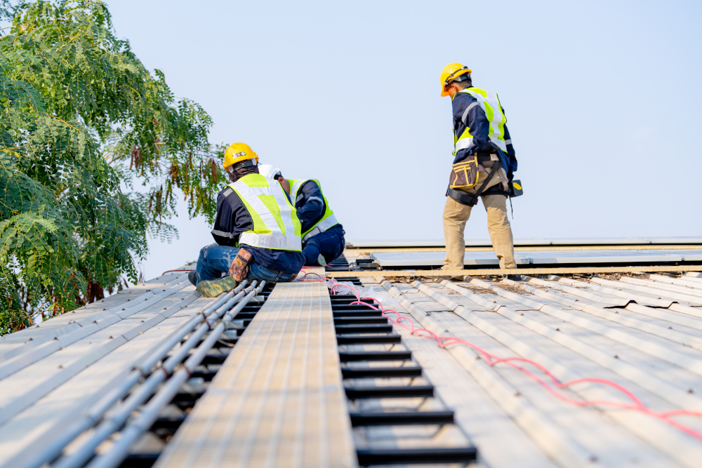 workers installing solar panels for efficient